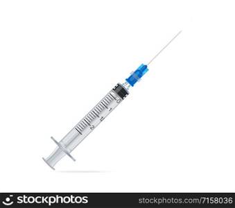 Insulin Syringe for Injections Isolated on White Background. Medicine Health Care