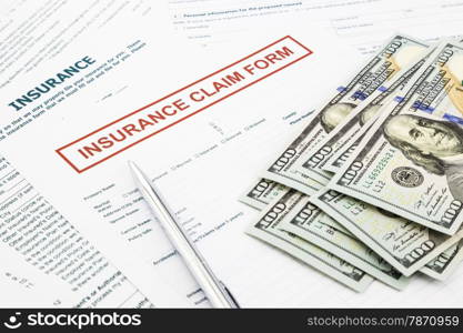insurance claim form and compensate money, accidental and insurance concepts