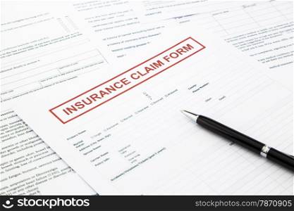 insurance claim form, paperwork and legal document, accidental and insurance concepts