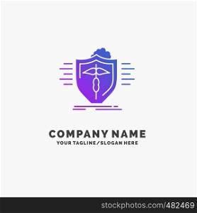 insurance, health, medical, protection, safe Purple Business Logo Template. Place for Tagline.. Vector EPS10 Abstract Template background