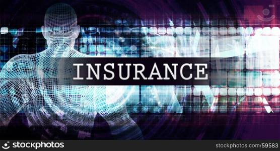 Insurance Industry with Futuristic Business Tech Background. Insurance Industry