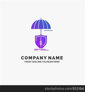 insurance, protection, safety, digital, shield Purple Business Logo Template. Place for Tagline.. Vector EPS10 Abstract Template background