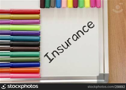 Insurance text concept over whiteboard background