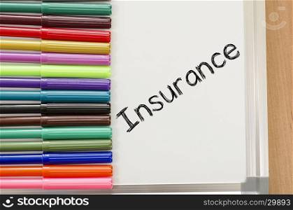 Insurance text concept over whiteboard background