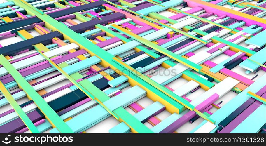 Integrated Network Abstract Background in Blue Green Yellow. Integrated Network