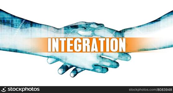 Integration Concept with Businessmen Handshake on White Background. Integration