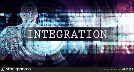 Integration Industry with Futuristic Business Tech Background. Integration Industry