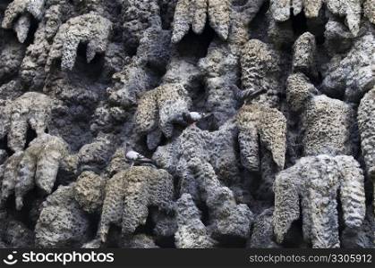 interesting artificial wall of grey stalactites in the Wallenstein Garden
