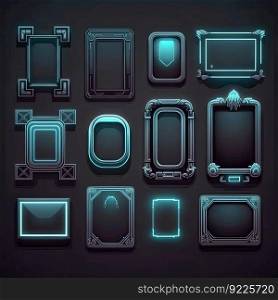 interface rectangle frame game ai generated. background gui, button element, banner user interface rectangle frame game illustration. interface rectangle frame game ai generated