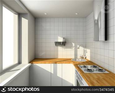 Interioir of modern kitchen. 3d render