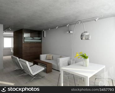 Interioir of modern living-room. 3d render