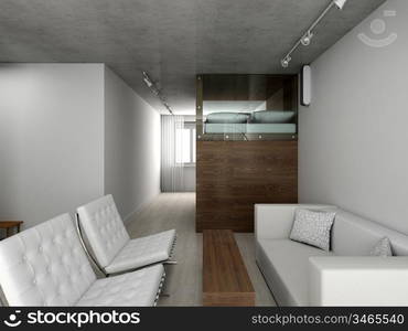 Interioir of modern living-room. 3d render