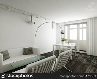 Interioir of modern living-room. 3d render