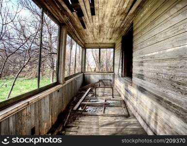 Interior abandoned house prairie Saskatchewan Canada