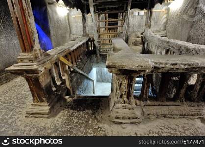 Interior and stairs of salt mine