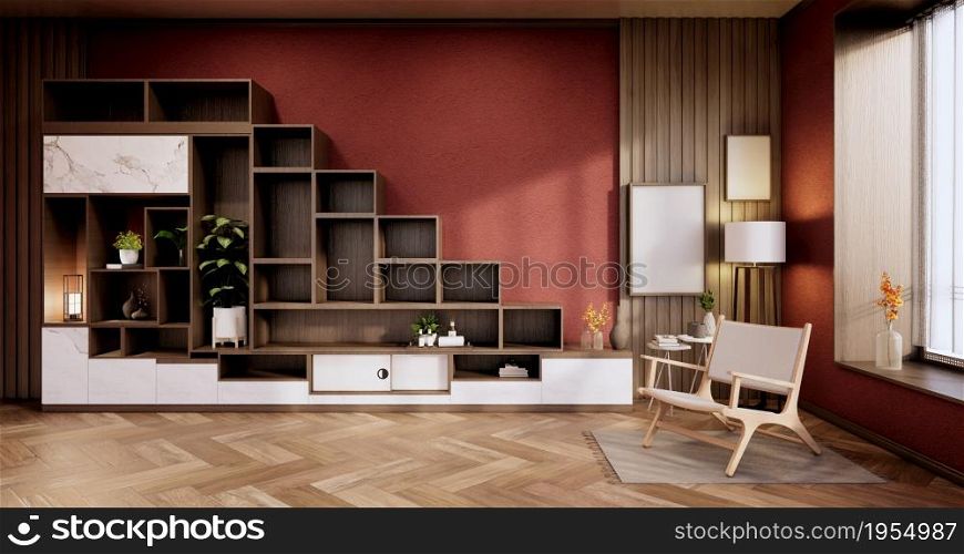 Interior, Cabinet in Modern empty room on Livingroom. 3d rendering