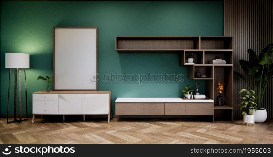 Interior, Cabinet in Modern Mint empty room on Livingroom. 3d rendering