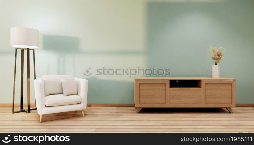 Interior, Cabinet in Modern Mint empty room on Livingroom. 3d rendering