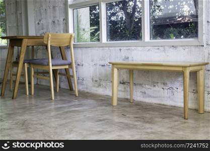 Interior classic wooden table and chairs, stock photo