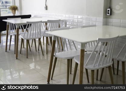 Interior classic wooden table and chairs, stock photo