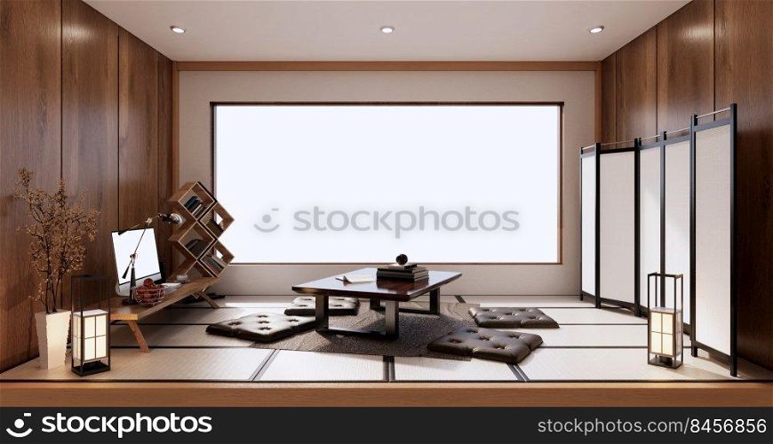 interior design,cleaning minimalist room japan style. 3D rendering