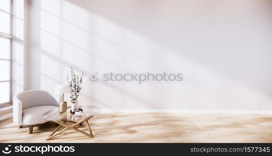 interior design has a armchair on empty room japanese design,3D rendering