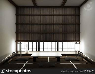 interior design,modern empty living room with floor tatami mat and traditional japanese.3D rendering