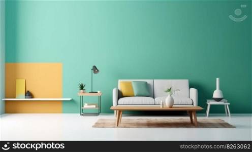Interior design with sofa. Illustration Generative AI 