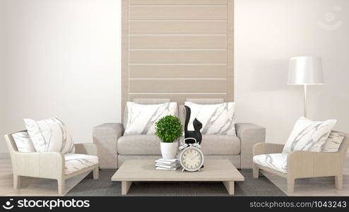 interior design zen living room with low table,pillow,frame,lamp on wood floor.3D rendering