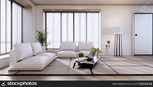 interior-design, zen modern living room Japanese style.3D rendering