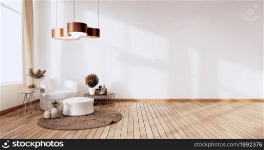 interior design,zen modern living room Japanese style.3D rendering