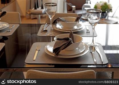 interior designs, home dinner table place setting