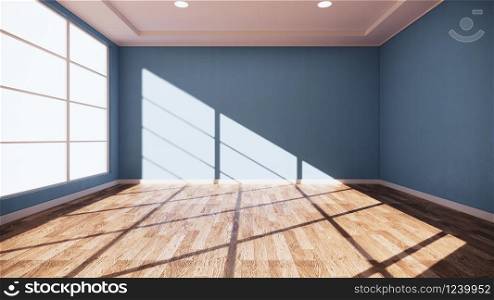 interior Empty blue room mint on wooden floor interior design.3D rendering