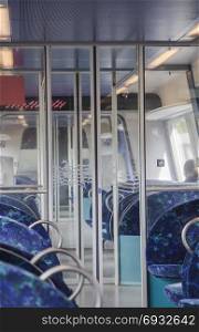 Interior fit trains with sliding doors