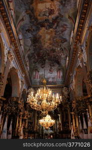 interior in the beautiful hall in Catholic church