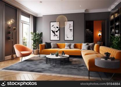 Interior living room wall. Modern house. Generate Ai. Interior living room wall. Generate Ai
