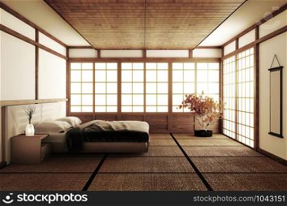 Interior Luxury modern Japanese style bedroom mock up, Designing the most beautiful. 3D rendering