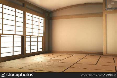 Interior mock up Japan Room Design Japanese-style and the white backdrop provides a window for editing. 3D rendering