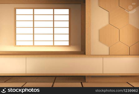 Interior mock up Japan Room Design Japanese-style and the white backdrop provides a window for editing. 3D rendering