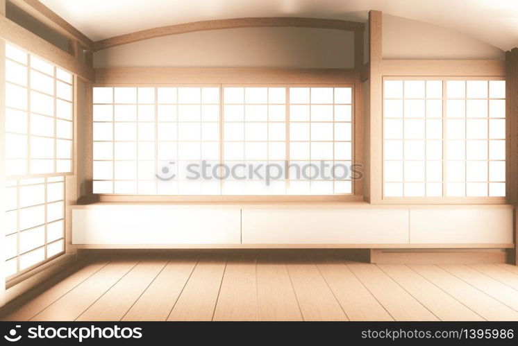 Interior mock up Japan Room Design Japanese-style and the white backdrop provides a window for editing. 3D rendering