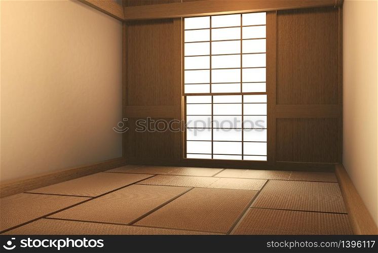 Interior mock up Japan Room Design Japanese-style and the white backdrop provides a window for editing. 3D rendering