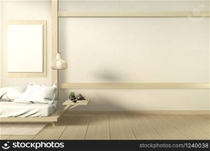 interior mock up Sofa wooden japan design, on room japan wooden floor .3D rendering