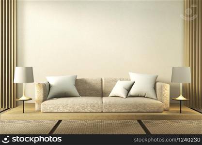 interior mock up Sofa wooden japan design, on room japan wooden floor .3D rendering
