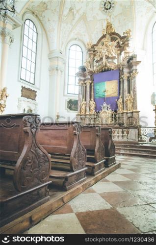 Interior of a baroque church in Austria