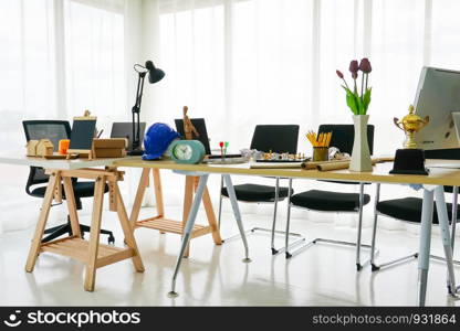 Interior of a business loft office with glass Wall building