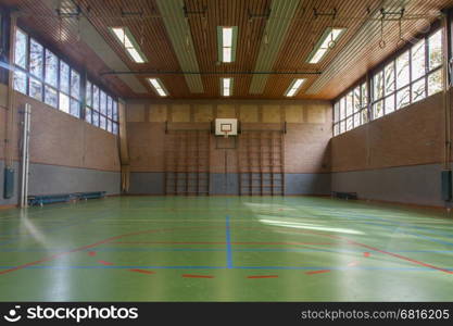 Interior of a gym at school, old gym in Holland
