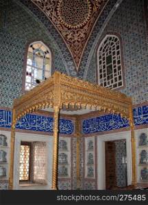 Interior of a historic Ottoman mosque in the view