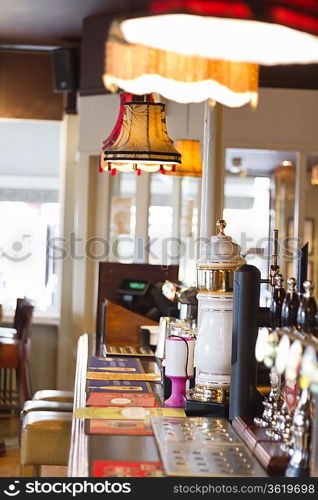 Interior of a pub, bar counter