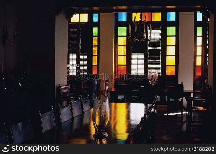 Interior of a room having stainded glass windows, San Juan, Puerto Rico