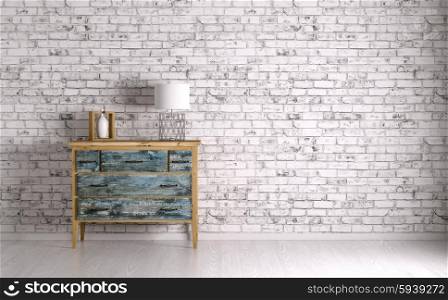 Interior of a room with vintage chest of drawers 3d render